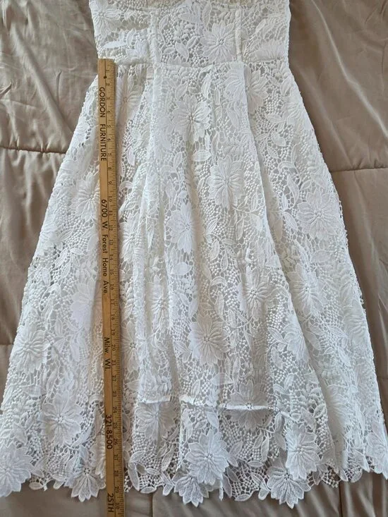 Fashion Nova Isn't She lovely White Strapless Lace Midi Dress Size Medium - Picture 15 of 15